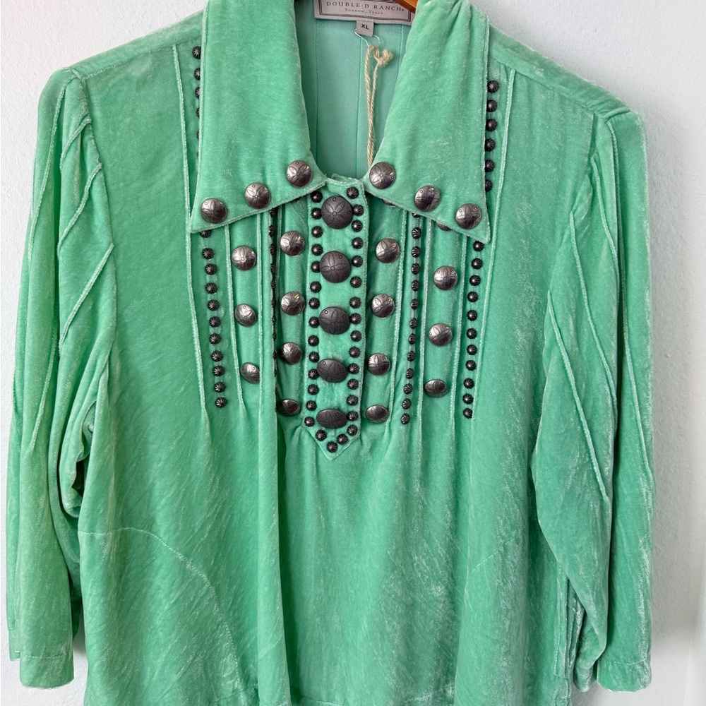 Double D Ranch Mint Green Studded Blouse